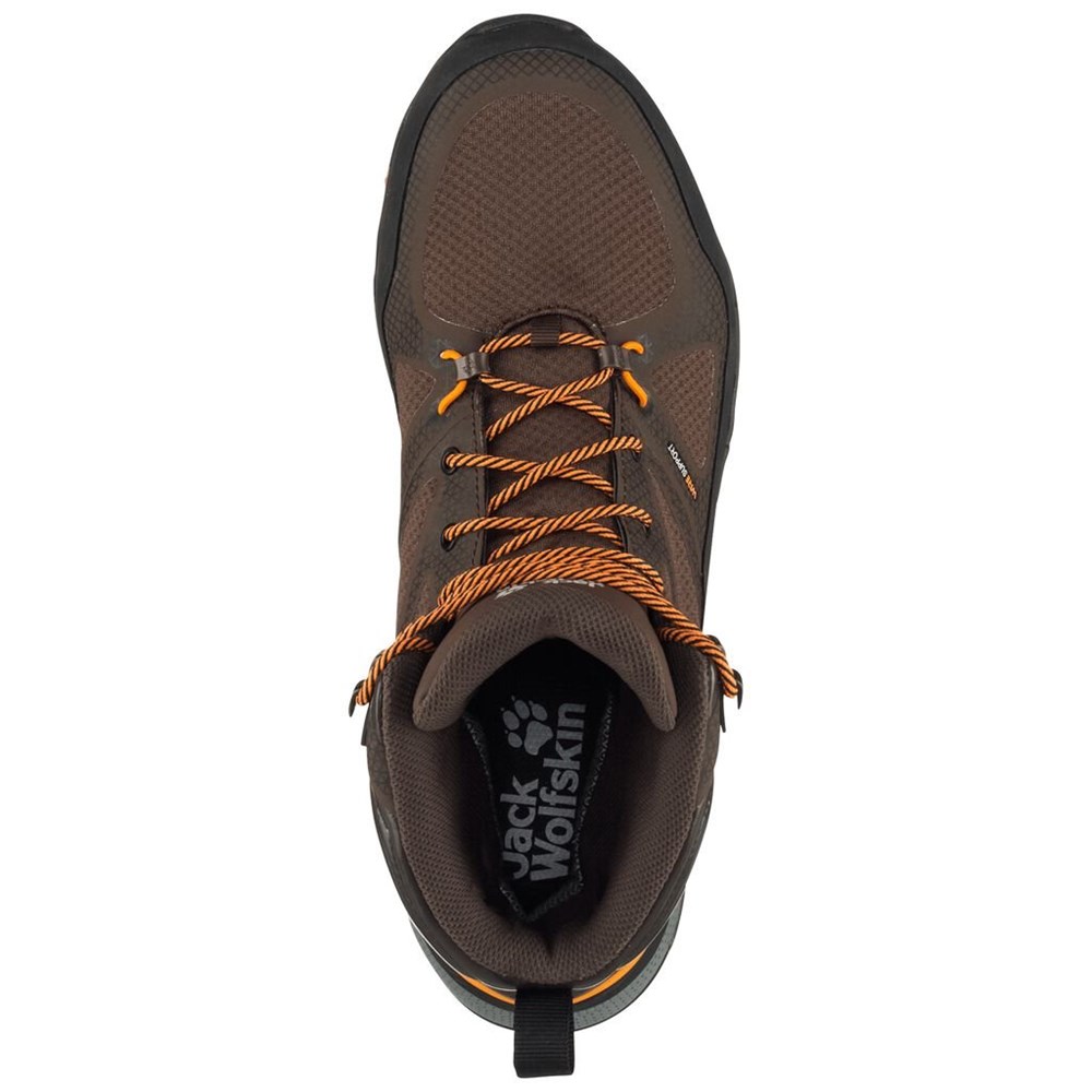 Tenis de Senderismo Jack Wolfskin Force Striker Texapore Mid Hombre Black/Orange | UD8621907