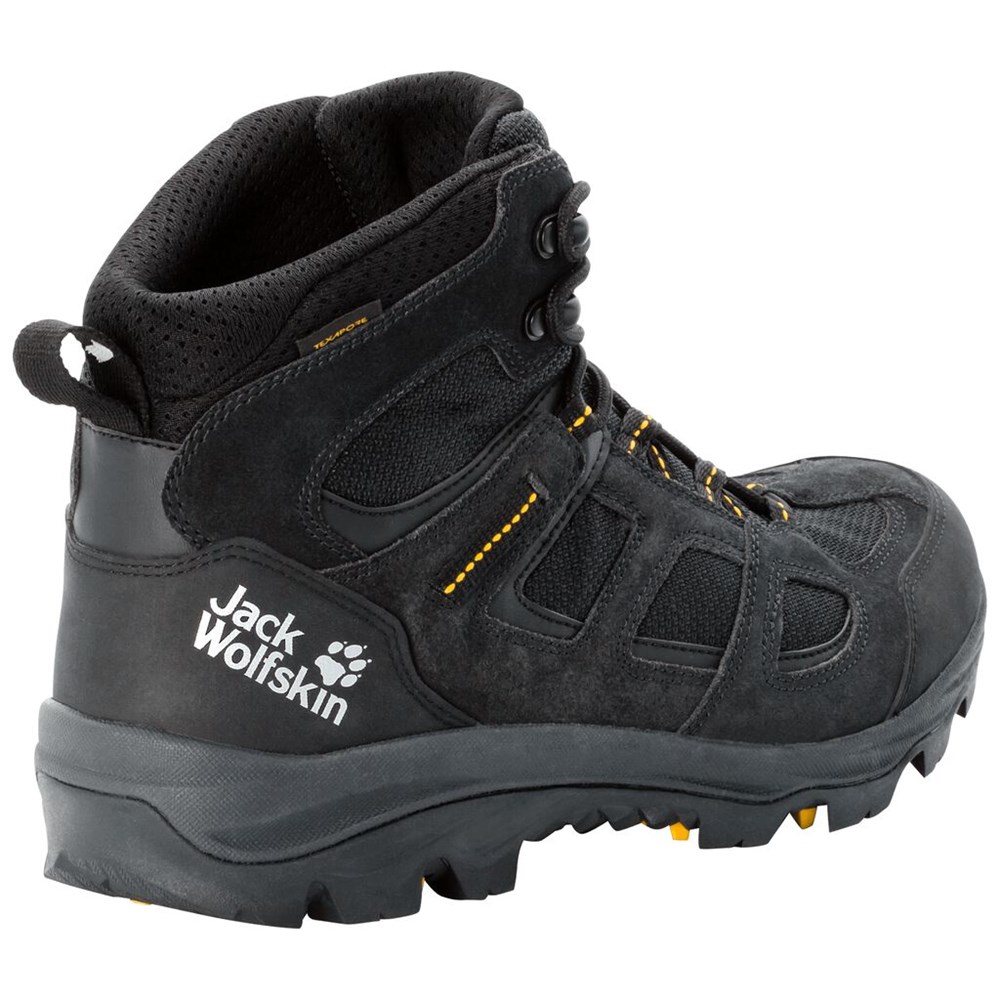 Tenis de Senderismo Jack Wolfskin Vojo 3 Texapore Mid Hombre Black/Yellow | TZ7513940