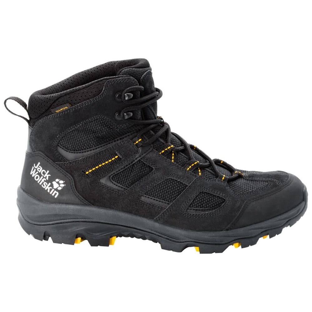 Tenis de Senderismo Jack Wolfskin Vojo 3 Texapore Mid Hombre Black/Yellow | TZ7513940