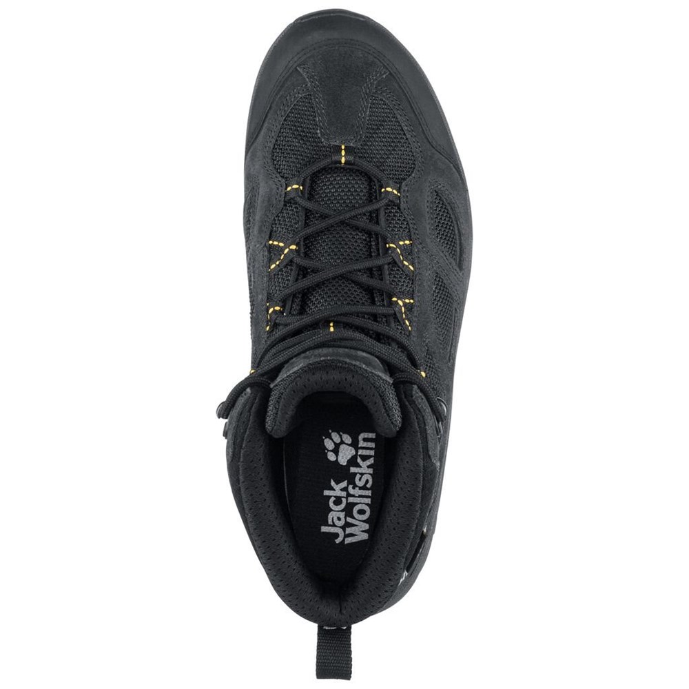 Tenis de Senderismo Jack Wolfskin Vojo 3 Texapore Mid Hombre Black/Yellow | TZ7513940