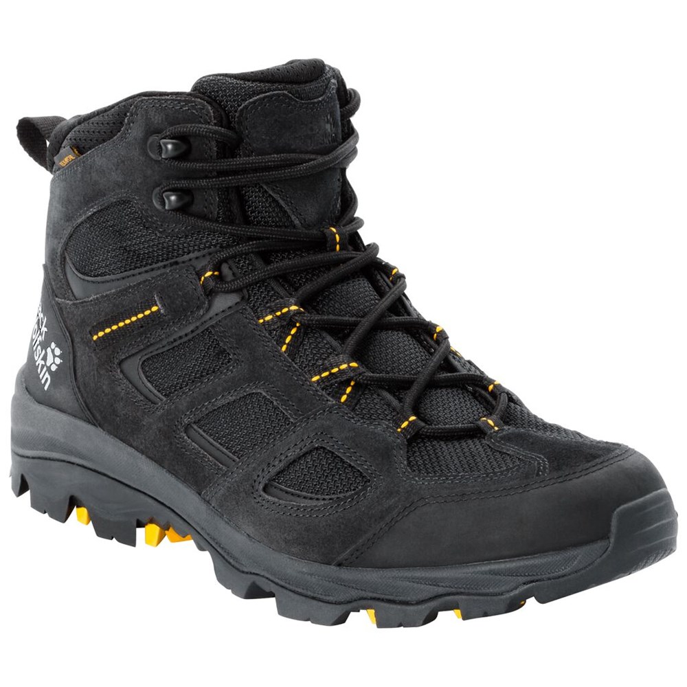 Tenis de Senderismo Jack Wolfskin Vojo 3 Texapore Mid Hombre Black/Yellow | TZ7513940