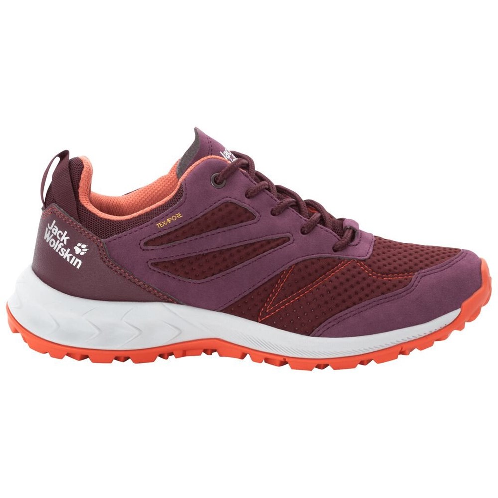 Tenis de Senderismo Jack Wolfskin Woodland Texapore Low Mujer Burgundy/Orange | VD0613849