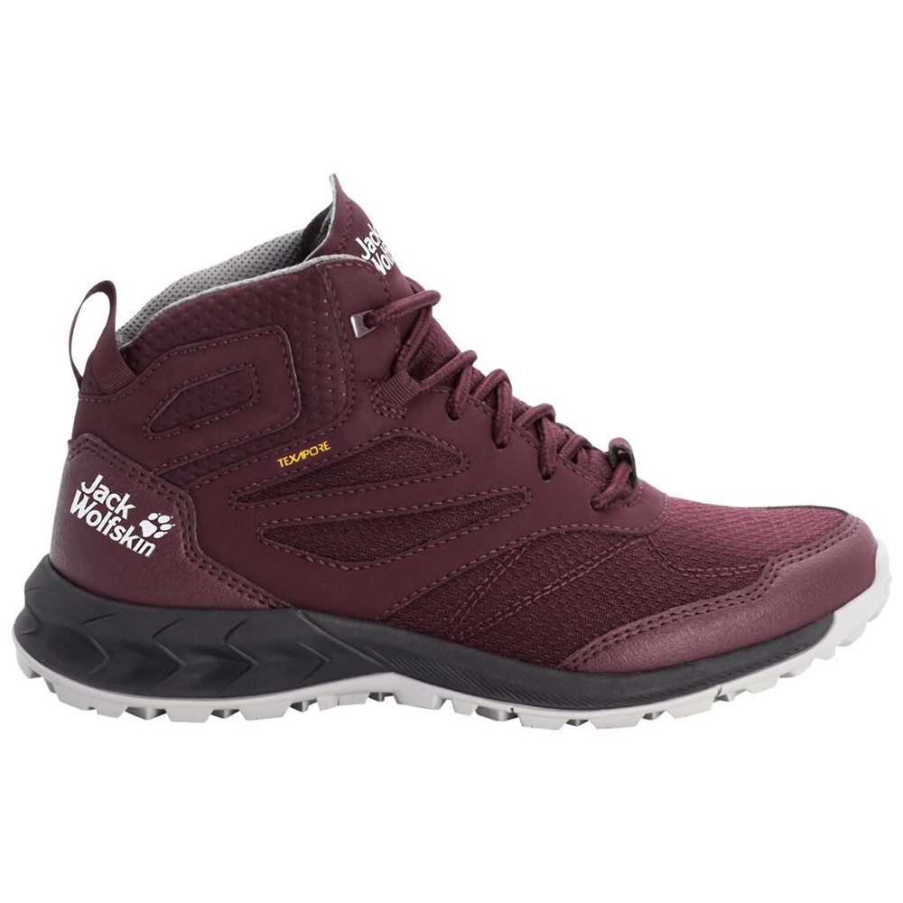 Tenis de Senderismo Jack Wolfskin Woodland Texapore Mid Mujer Burgundy/Pink | EX7948126