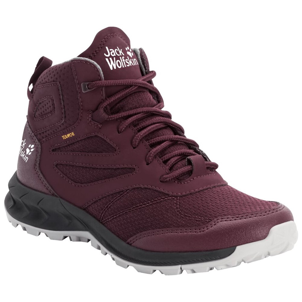 Tenis de Senderismo Jack Wolfskin Woodland Texapore Mid Mujer Burgundy/Pink | EX7948126