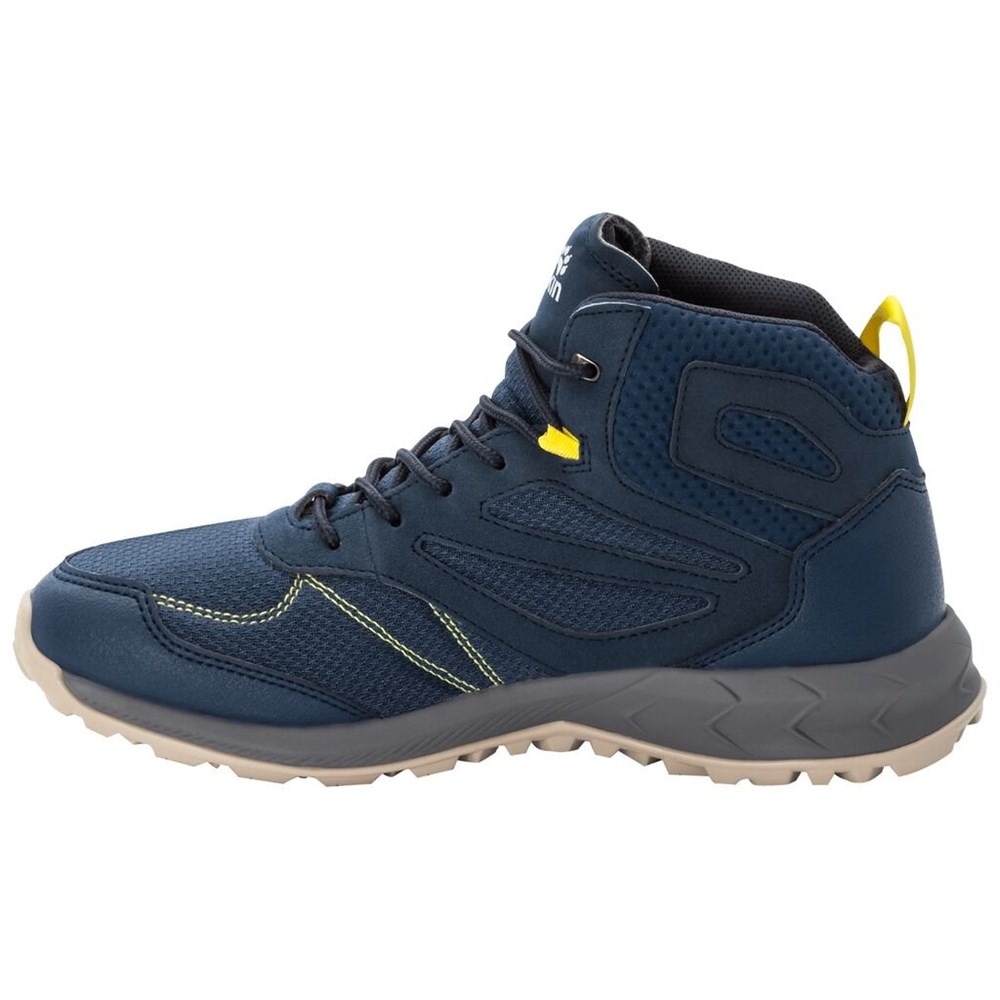 Tenis de Senderismo Jack Wolfskin Woodland Texapore Mid Hombre Azules Verdes | KG3781409