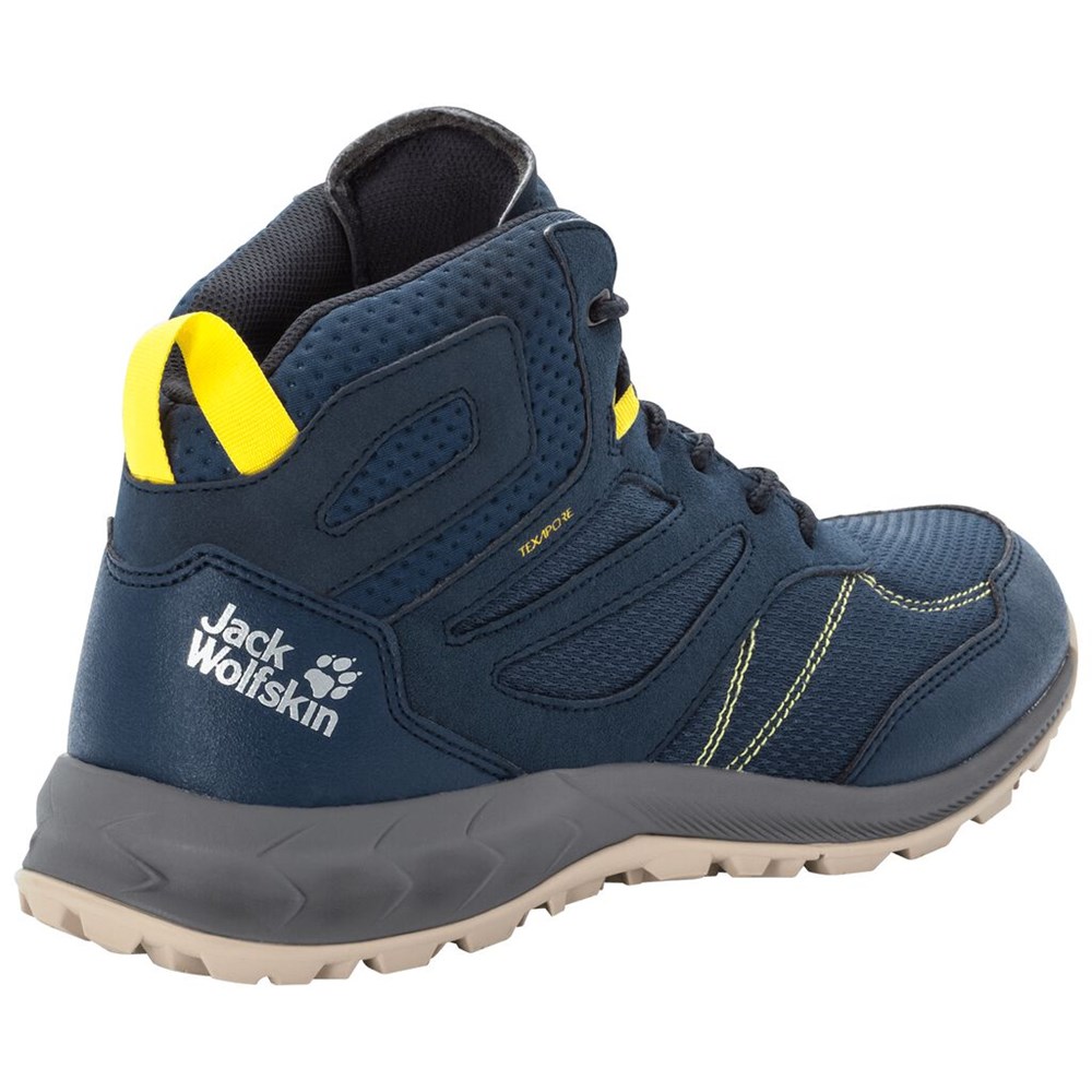 Tenis de Senderismo Jack Wolfskin Woodland Texapore Mid Hombre Azules Verdes | KG3781409