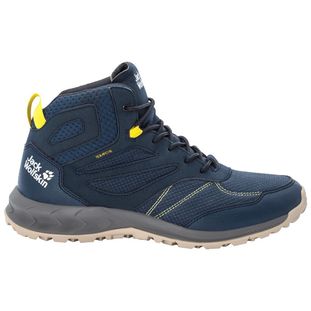 Tenis de Senderismo Jack Wolfskin Woodland Texapore Mid Hombre Azules Verdes | KG3781409