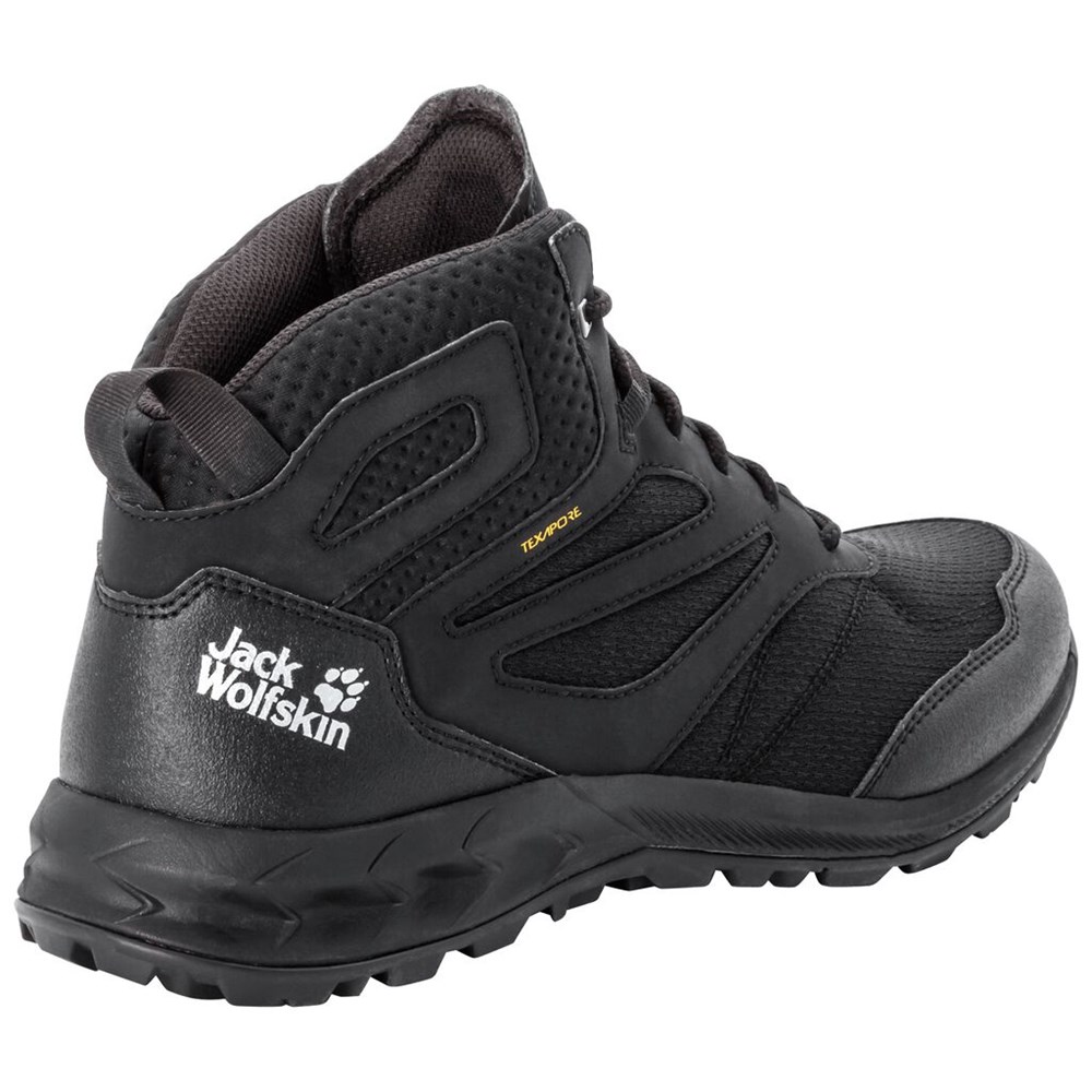 Tenis de Senderismo Jack Wolfskin Woodland Texapore Mid Hombre Negros | FX5437190