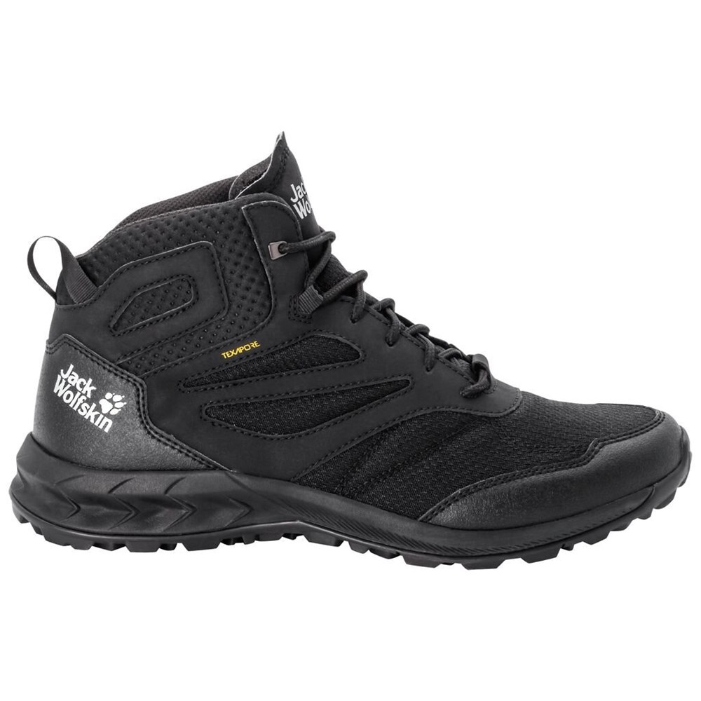 Tenis de Senderismo Jack Wolfskin Woodland Texapore Mid Hombre Negros | FX5437190