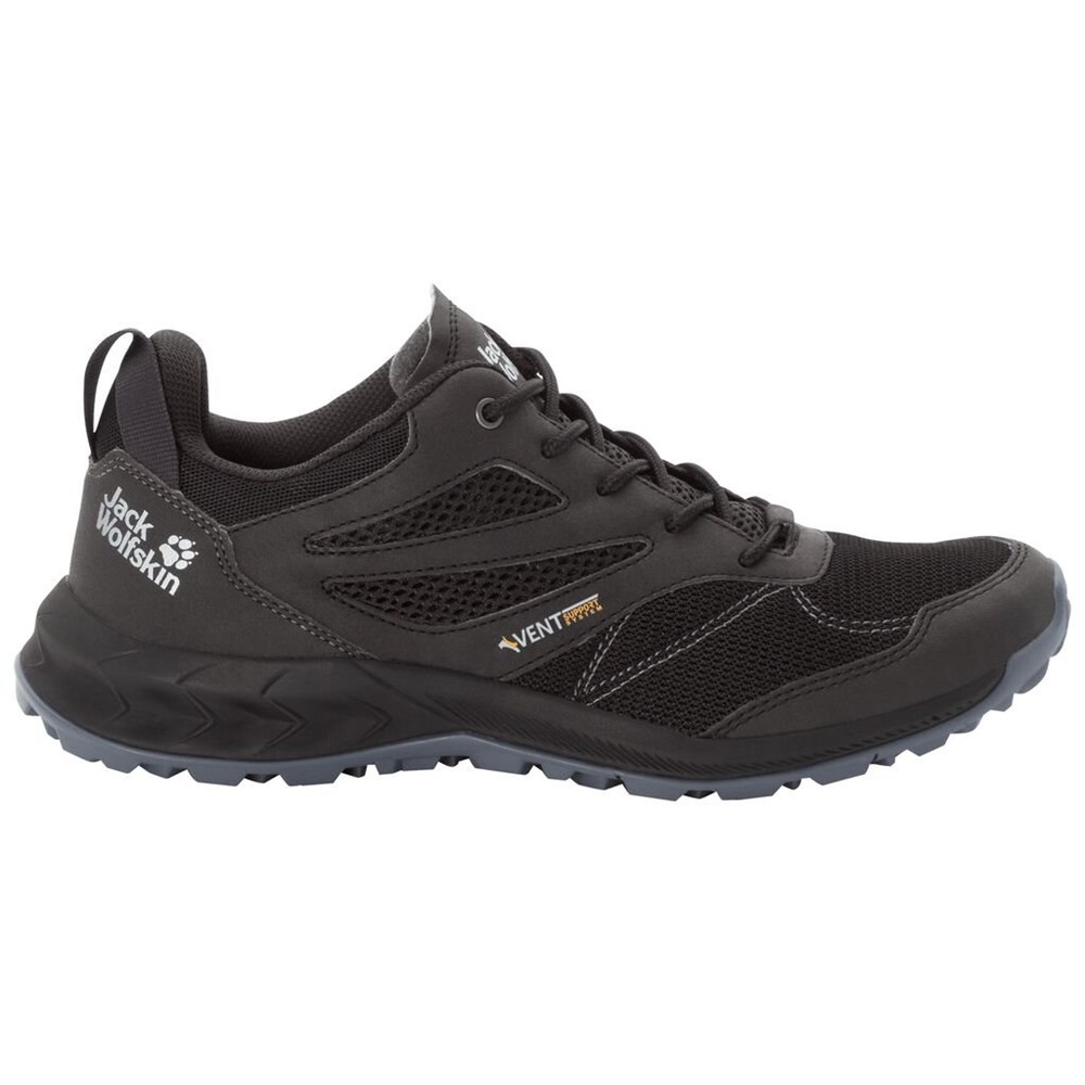 Tenis de Senderismo Jack Wolfskin Woodland Vent Low Hombre Black/Grey | FK9048371